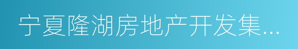 宁夏隆湖房地产开发集团有限公司的同义词