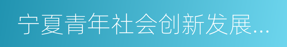 宁夏青年社会创新发展中心的同义词