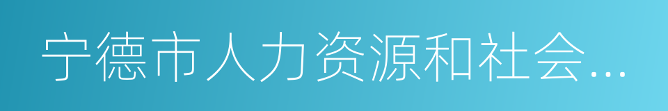 宁德市人力资源和社会保障局的同义词