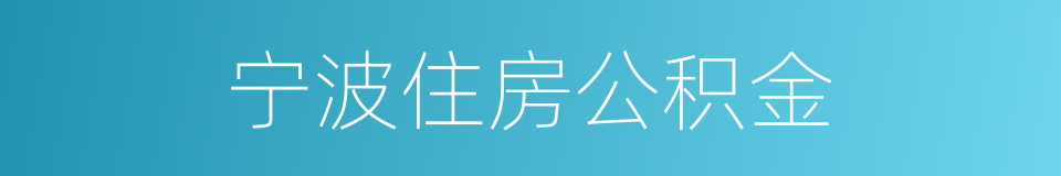 宁波住房公积金的同义词
