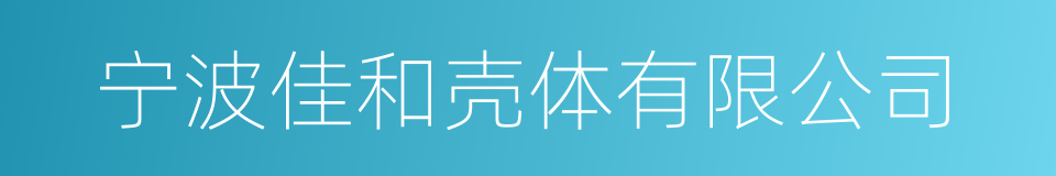 宁波佳和壳体有限公司的同义词
