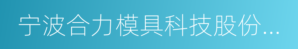 宁波合力模具科技股份有限公司的同义词