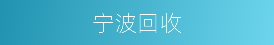 宁波回收的同义词