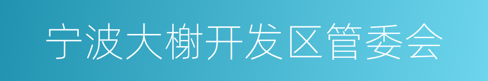 宁波大榭开发区管委会的同义词