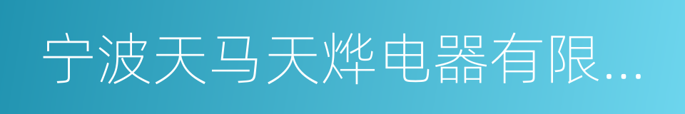宁波天马天烨电器有限公司的同义词