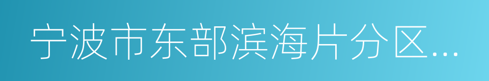 宁波市东部滨海片分区规划的同义词