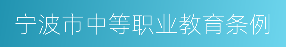 宁波市中等职业教育条例的同义词