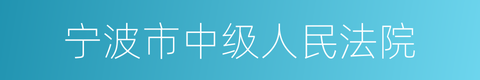 宁波市中级人民法院的同义词