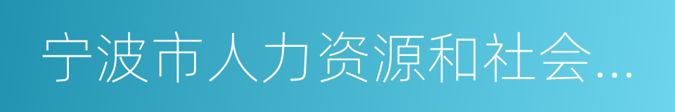 宁波市人力资源和社会保障局的同义词