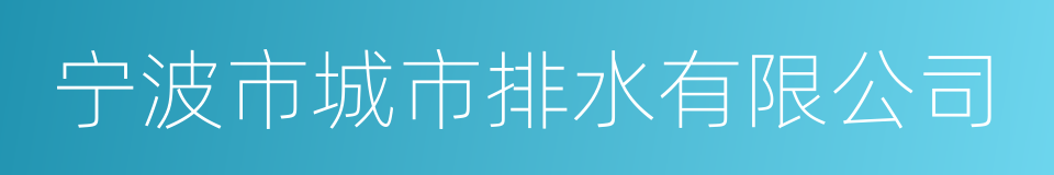 宁波市城市排水有限公司的同义词