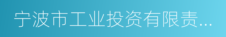 宁波市工业投资有限责任公司的同义词