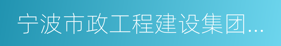 宁波市政工程建设集团股份有限公司的同义词