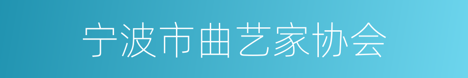 宁波市曲艺家协会的同义词