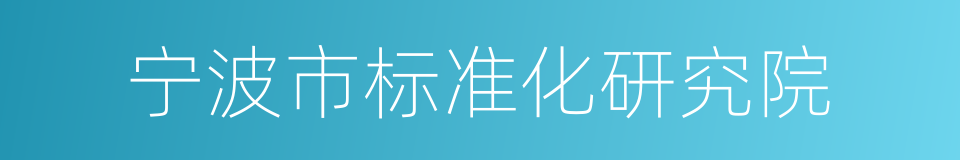 宁波市标准化研究院的同义词