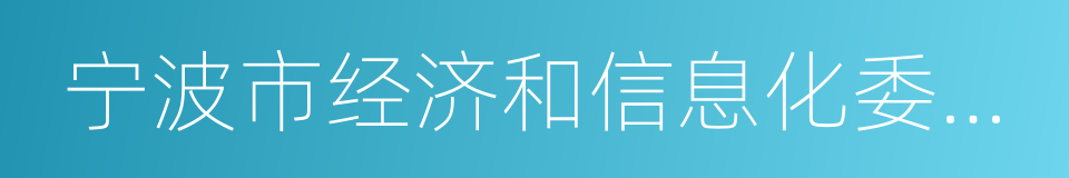 宁波市经济和信息化委员会的同义词