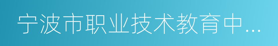 宁波市职业技术教育中心学校的同义词