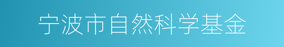 宁波市自然科学基金的同义词