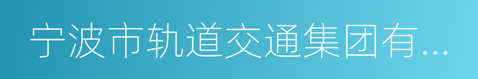 宁波市轨道交通集团有限公司的同义词