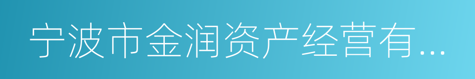 宁波市金润资产经营有限公司的同义词