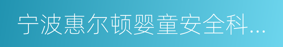 宁波惠尔顿婴童安全科技股份有限公司的同义词