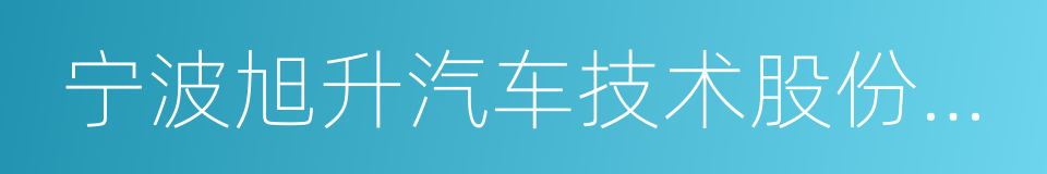 宁波旭升汽车技术股份有限公司的同义词