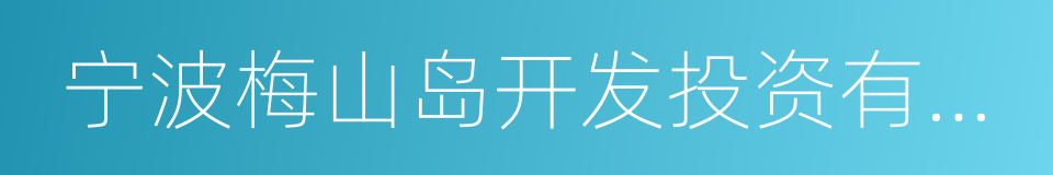 宁波梅山岛开发投资有限公司的同义词