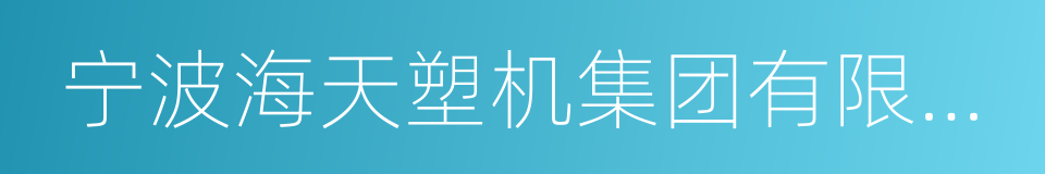 宁波海天塑机集团有限公司的同义词
