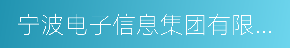 宁波电子信息集团有限公司的同义词