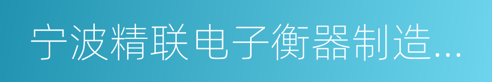 宁波精联电子衡器制造有限公司的同义词
