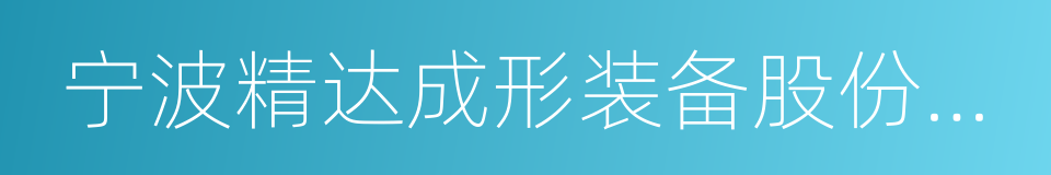 宁波精达成形装备股份有限公司的同义词