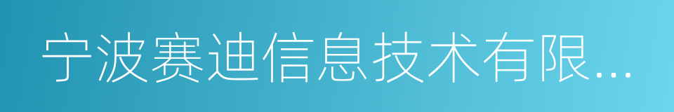 宁波赛迪信息技术有限公司的同义词