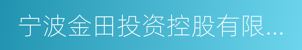 宁波金田投资控股有限公司的同义词