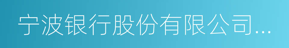 宁波银行股份有限公司深圳分行的同义词