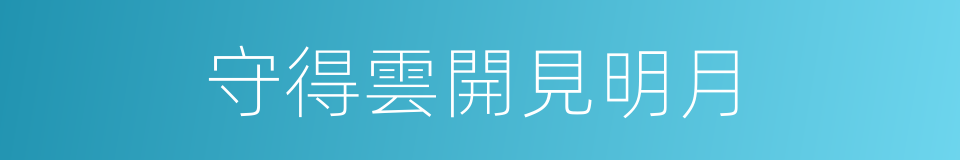 守得雲開見明月的同義詞