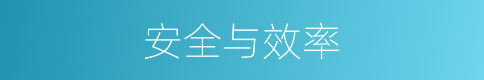 安全与效率的同义词