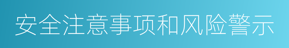 安全注意事项和风险警示的同义词