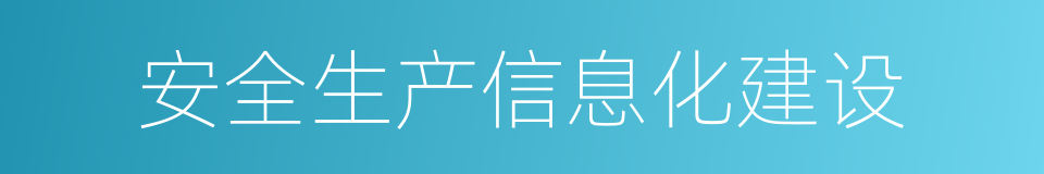 安全生产信息化建设的同义词