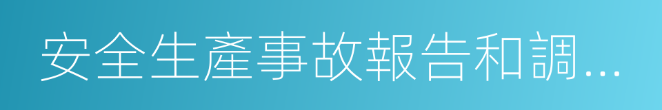 安全生產事故報告和調查處理條例的同義詞