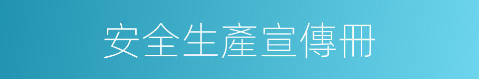 安全生產宣傳冊的同義詞