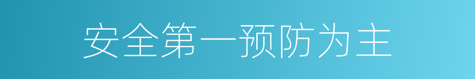 安全第一预防为主的同义词