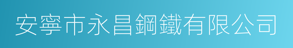 安寧市永昌鋼鐵有限公司的同義詞