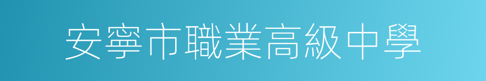 安寧市職業高級中學的同義詞