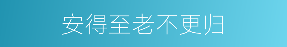 安得至老不更归的同义词