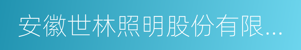 安徽世林照明股份有限公司的同义词