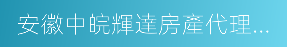 安徽中皖輝達房產代理銷售有限公司的同義詞