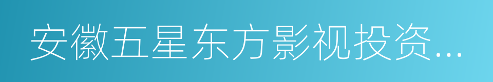 安徽五星东方影视投资有限公司的同义词