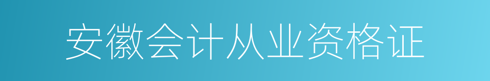 安徽会计从业资格证的同义词