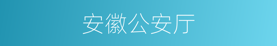 安徽公安厅的同义词