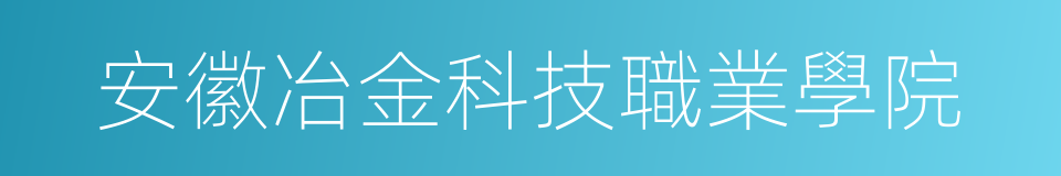 安徽冶金科技職業學院的同義詞