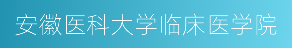 安徽医科大学临床医学院的同义词